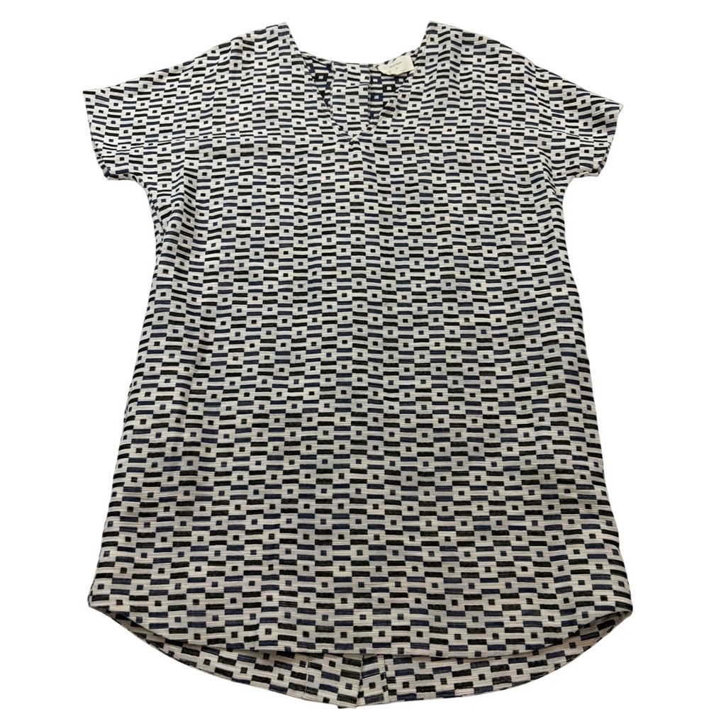 Billy Reid Womens Jacquard Shift Dress Navy Black Lagenlook Made in Italy S